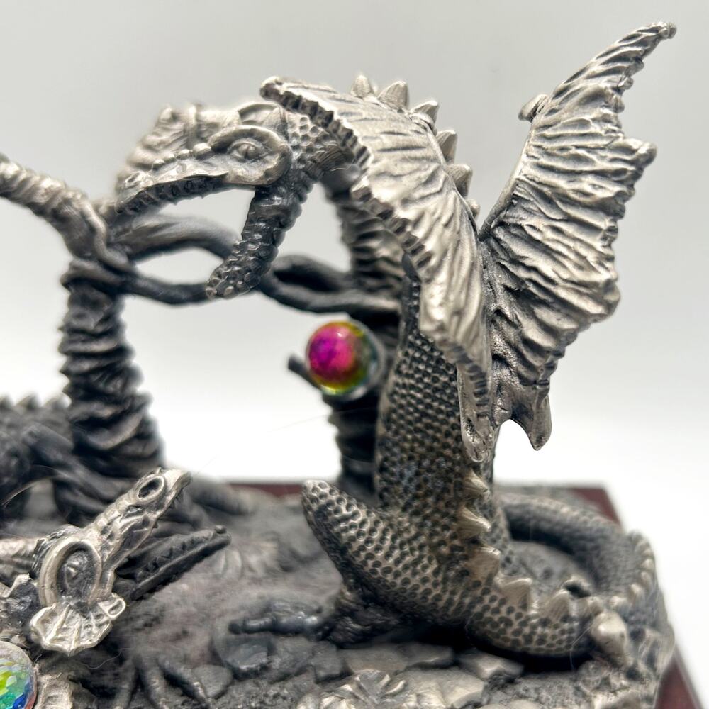 Rare VNTG The Fighting Dragons Pewter Statue by AG Slocombe #3320 Tudor Mint EUC - Picture 2 of 7